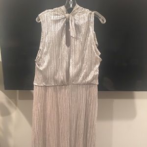 Asos gold dress with soft pleats at bottom